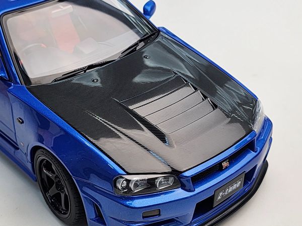 Xe Mô Hình NISMO R34 GT-R Z-tune 1:18 AUTOart ( BAYSIDE BLUE W/ CARBON BONN... )