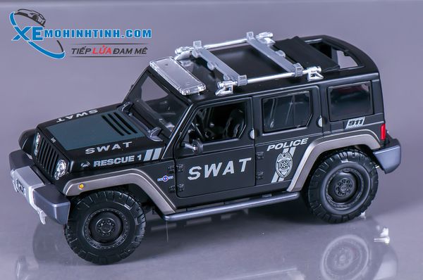 XE MÔ HÌNH JEEP WRANGLER CONCEPT SWAT POLICE VERSION 1:18 MAISTO (ĐEN MỜ)