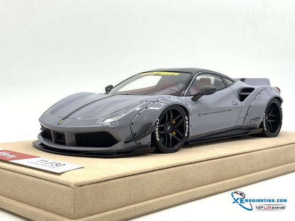 Xe mô hình Ferrari 488 Liberty Walks 1/18 ( Xám Tro )