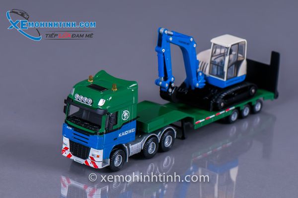 Xe Mô Hình Xe Tải Đầu Kéo Chở Xe Xúc 1:50 Kdw