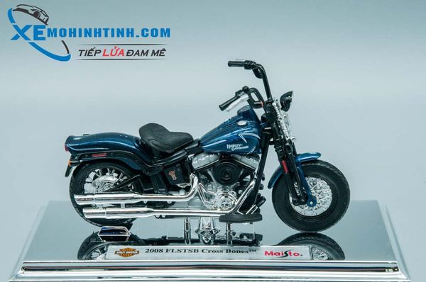 XE MÔ HÌNH HARLEY DAVIDSON FLSTSB Cross Bones 1:18 MAISTO (XANH ĐEN)