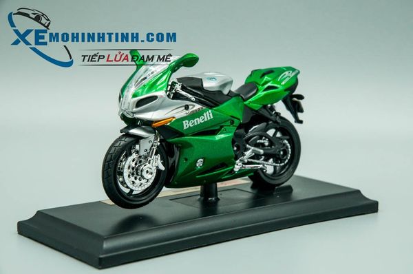 XE MÔ HÌNH BENELLI TORNADO TRE 1130 1:18 MAISTO (XANH BẠC)