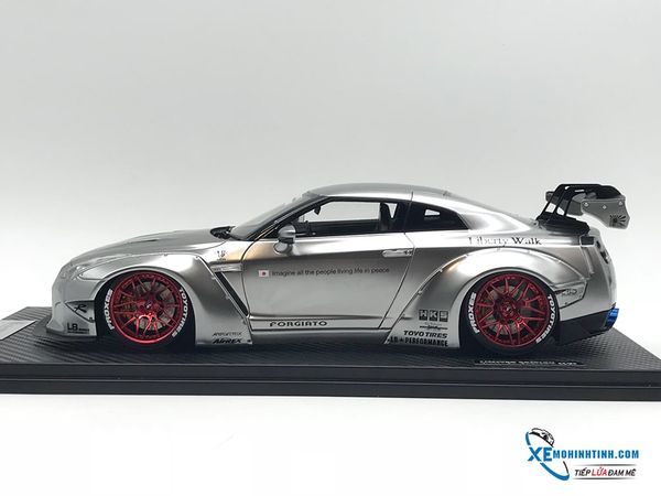 1:18 ONE MODEL NISSAN GTR R35 LB WORKS IN MATTE BLACK LIBERTY WALK ( BẠC CROM )