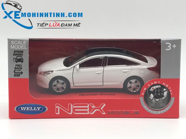 HỘP XE MÔ HÌNH WELLY HYUNDAI SONATA MỞ CỬA (TRẮNG)