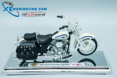 XE MÔ HÌNH HARLEY DAVIDSON 1997 FLSTS Heritage Springer 1:18 MAISTO (TRẮNG XANH)