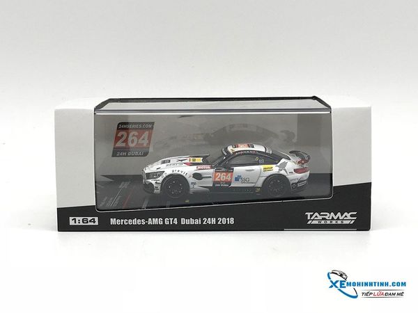 Xe mô hình Mercedes - AMG GT4 Dubai 24H 2018 1/64 Tarmac Works ( Trắng )