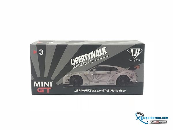 Xe Mô Hình LB Works Nissan GT-R ( R35) Matte Grey Type I , Rear Wing ver I-LHD MiniGT 1:64 ( Xám )