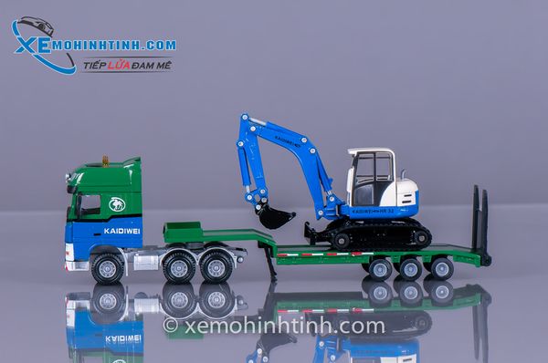 Xe Mô Hình Xe Tải Đầu Kéo Chở Xe Xúc 1:50 Kdw