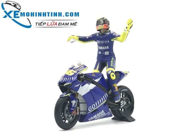 XE MÔ HÌNH YAMAHA YZR R1 VALENTINO ROSSI MOTOGP DONINGTON 2005 + FIGURE 1:12 MINICHAMPS (XANH DƯƠNG #46)