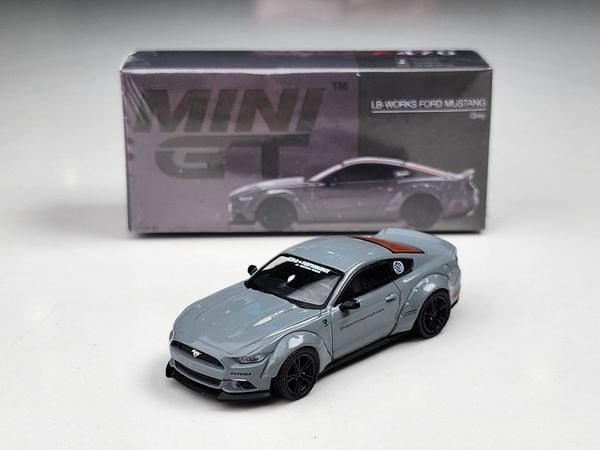 Xe mô hình LB-WORKS FORD MUSTANG Grey LHD 1:64 MiniGT ( Xám )