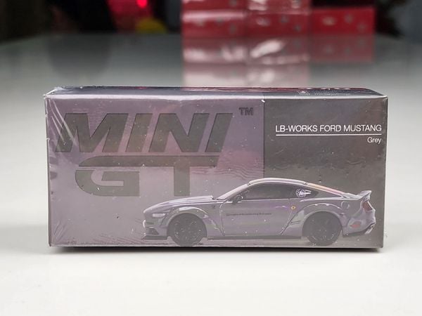 Xe mô hình LB-WORKS FORD MUSTANG Grey LHD 1:64 MiniGT ( Xám )