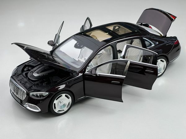 Xe Mô Hình Mercedes-Maybach S-Class 2021 1:18 Norev ( Black Ruby/ Mâm Thường )