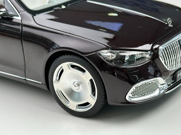 Xe Mô Hình Mercedes-Maybach S-Class 2021 1:18 Norev ( Black Ruby/ Mâm Thường )