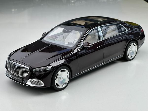 Xe Mô Hình Mercedes-Maybach S-Class 2021 1:18 Norev ( Black Ruby/ Mâm Thường )