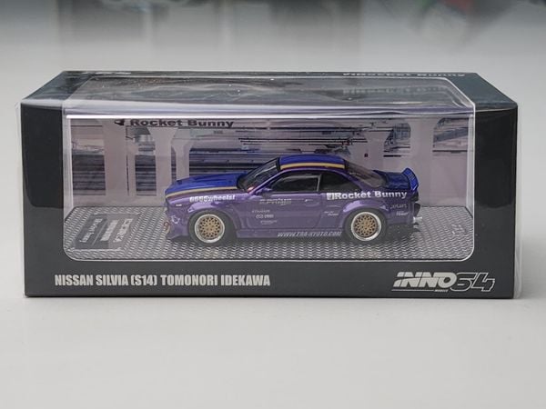 Xe Mô Hình Nissan Silvia S14 1:64 INNO ( Xanh & Tím Sọc Vàng )