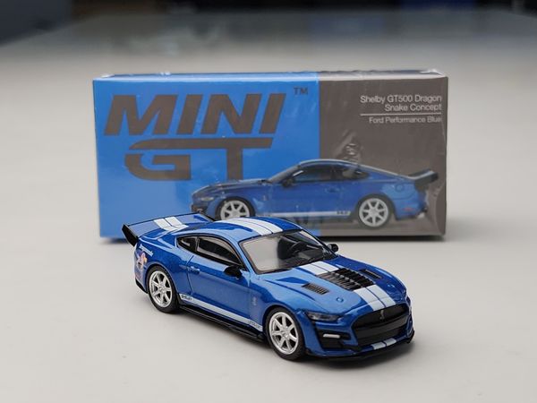 Xe Mô Hình Shelby Gt500 Dragon Snake Concept Ford Performance Blue 1:64 MiniGT ( Xanh )