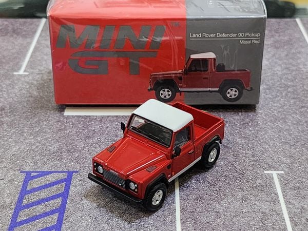 Xe Mô Hình Land Rover Defender 90 Pickup Masai 1:64 MiniGT ( Red LHD )