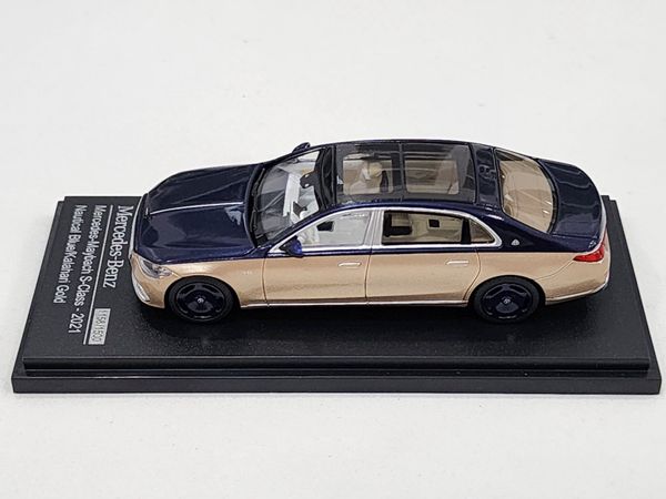 Xe Mô Hình Mercedes-Benz S-Class 2021 1:64 Almost Real ( Vàng Gold Mui Xanh )