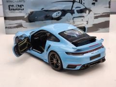 Xe mô hình Porsche 911 (992) Turbo S Coupe Sport Design - 2021 1:18 Minichanmps (Light Blue)