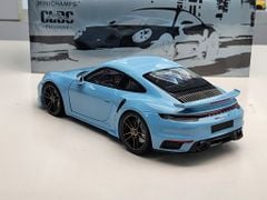 Xe mô hình Porsche 911 (992) Turbo S Coupe Sport Design - 2021 1:18 Minichanmps (Light Blue)