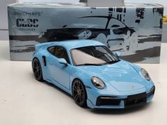 Xe mô hình Porsche 911 (992) Turbo S Coupe Sport Design - 2021 1:18 Minichanmps (Light Blue)