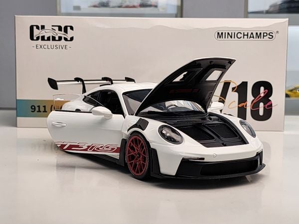 Xe Mô Hình Porsche 911 GT3 RS 2022 1:18 Minichamps ( Trắng Mâm Đỏ )