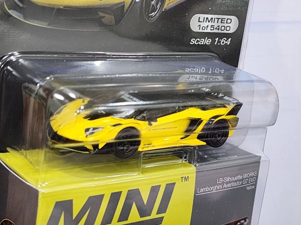 Xe Mô Hình LB-Sihouettr Works Lamborghini Aventador GT EVO LHD 1:64 MiniGT ( Yellow - Card Mỹ )