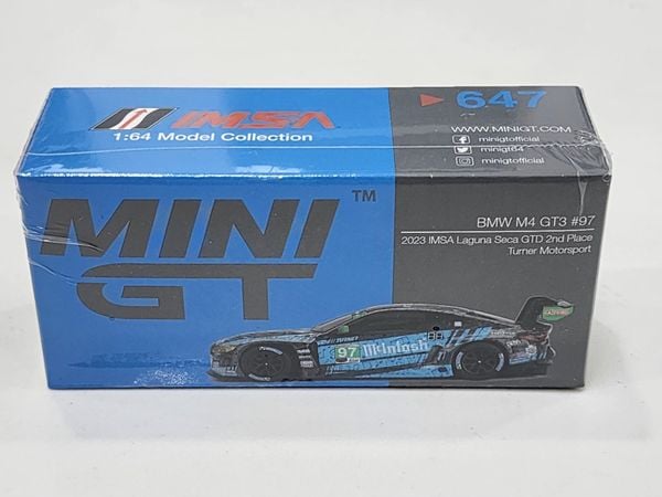 Xe Mô Hình BMW M4 GT3 #97 2023 IMSA Laguna Seca GTD 2nd Place Turner Motorsport 1:64 MiniGT ( Xanh )