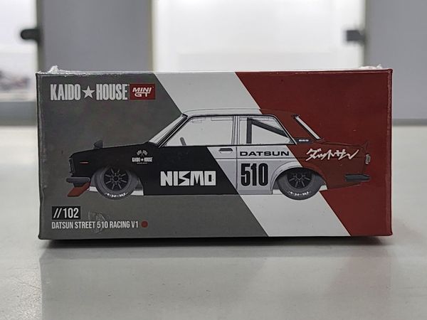 Xe Mô Hình Datsun Street 510 Racing V1 1:64 Kaido ( Đen / Trắng / Đỏ #510 )