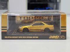 Xe Mô Hình Nissan Skyline GT-R (R34) Top Secret Tokyo 2024 1:64 INNO ( Gold )
