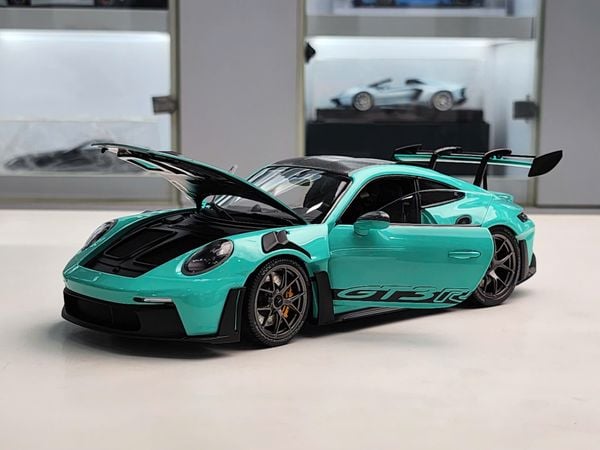 Xe Mô Hình Porsche 911 (992) Gt3Rs Green +Dark Silver Wheels 2024 1:18 MINICHAMPS