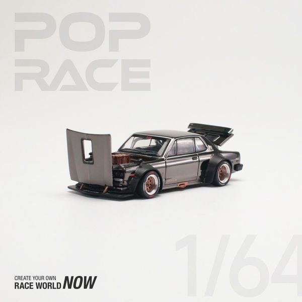 Xe Mô Hình Nissan Skyline GT-R V8 Drift Hakosuka 1:64 Pop race (Dark Chrome)