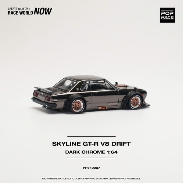Xe Mô Hình Nissan Skyline GT-R V8 Drift Hakosuka 1:64 Pop race (Dark Chrome)