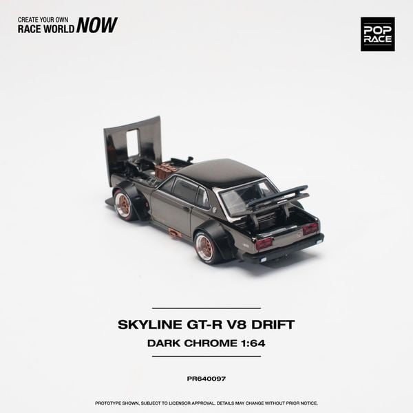 Xe Mô Hình Nissan Skyline GT-R V8 Drift Hakosuka 1:64 Pop race (Dark Chrome)