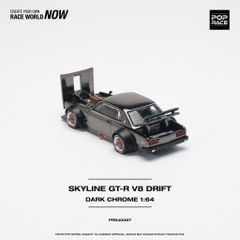 Xe Mô Hình Nissan Skyline GT-R V8 Drift Hakosuka 1:64 Pop race (Dark Chrome)