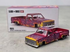 Xe Mô Hình Chevrolet Silverado Dually on Fire v1 1:64 Kaido House (Lửa)