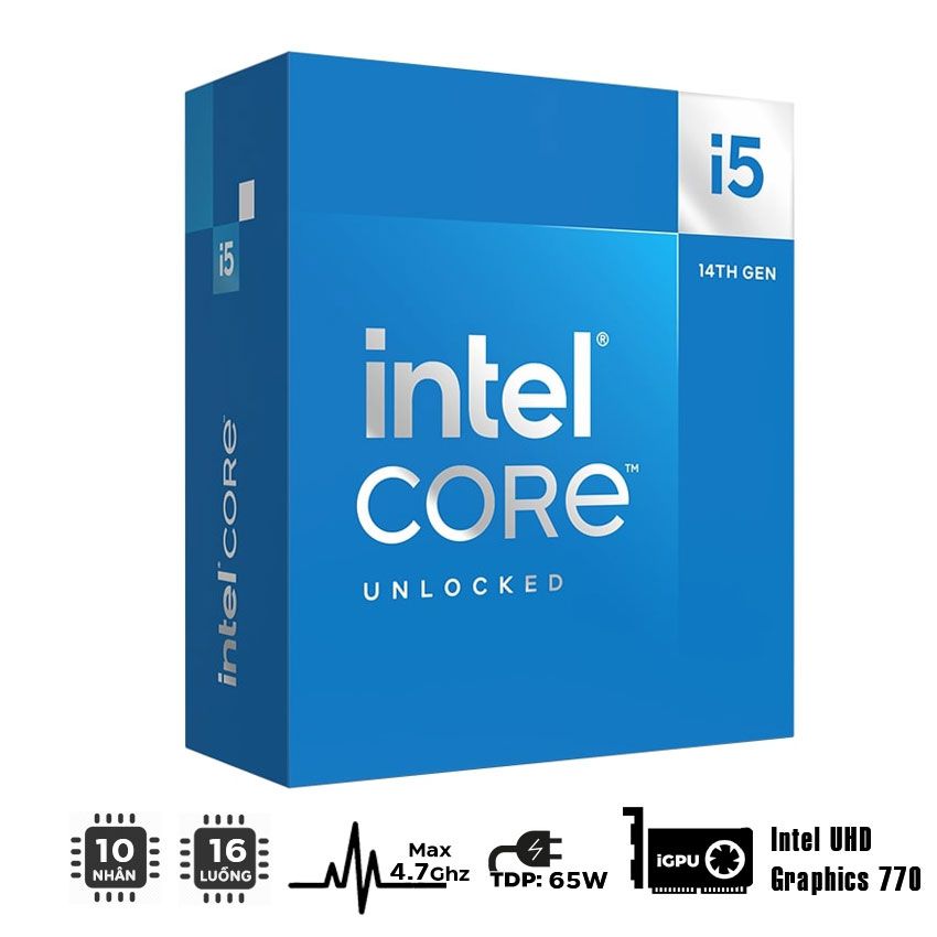  CPU Intel Core I5 14400 (Up To 4.70GHz, 10 Nhân 16 Luồng, 20MB Cache, LGA 1700) 