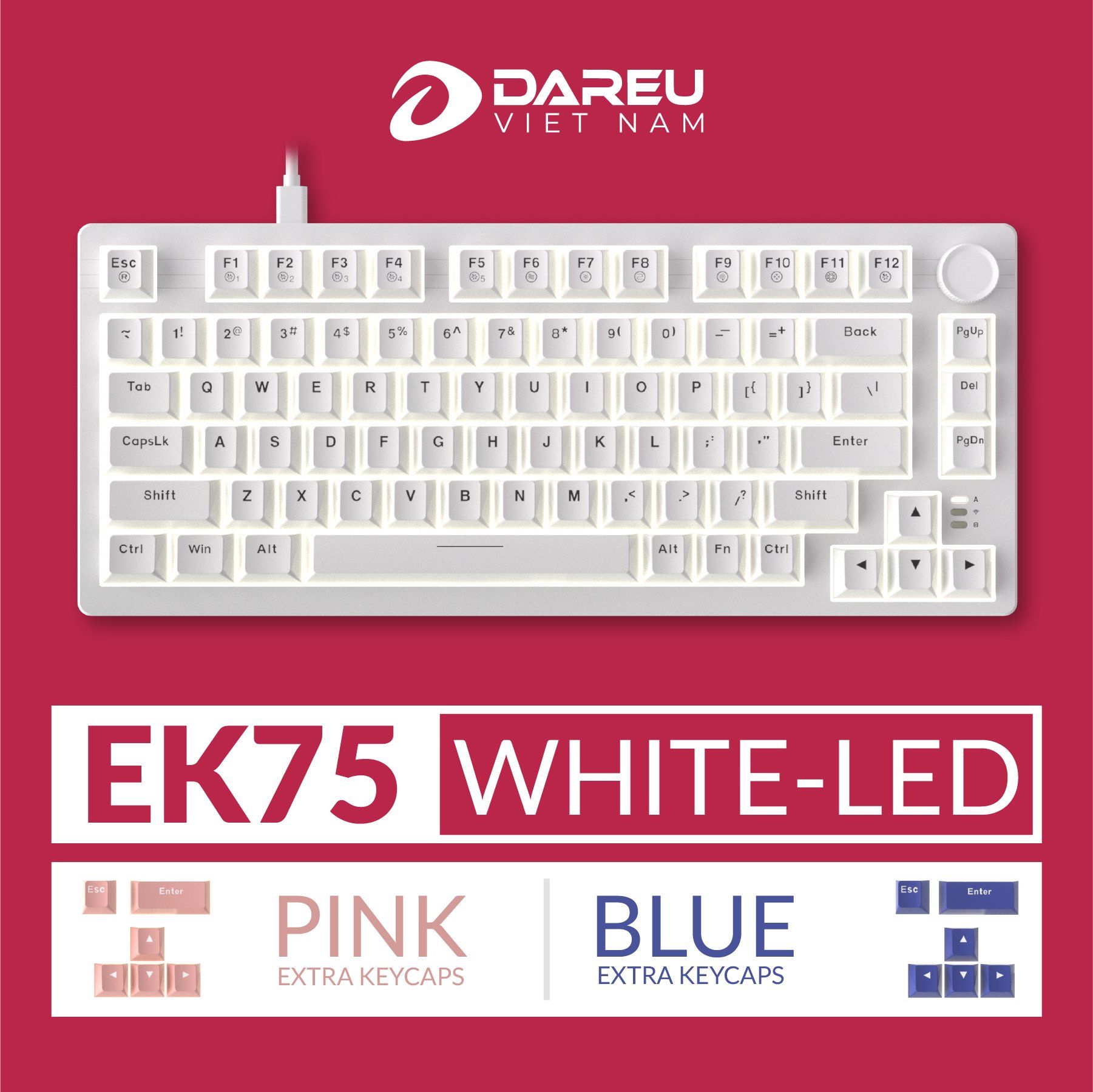  BÀN PHÍM CƠ DAREU EK75 FULL WHITE _FIREFLY SWITCH 