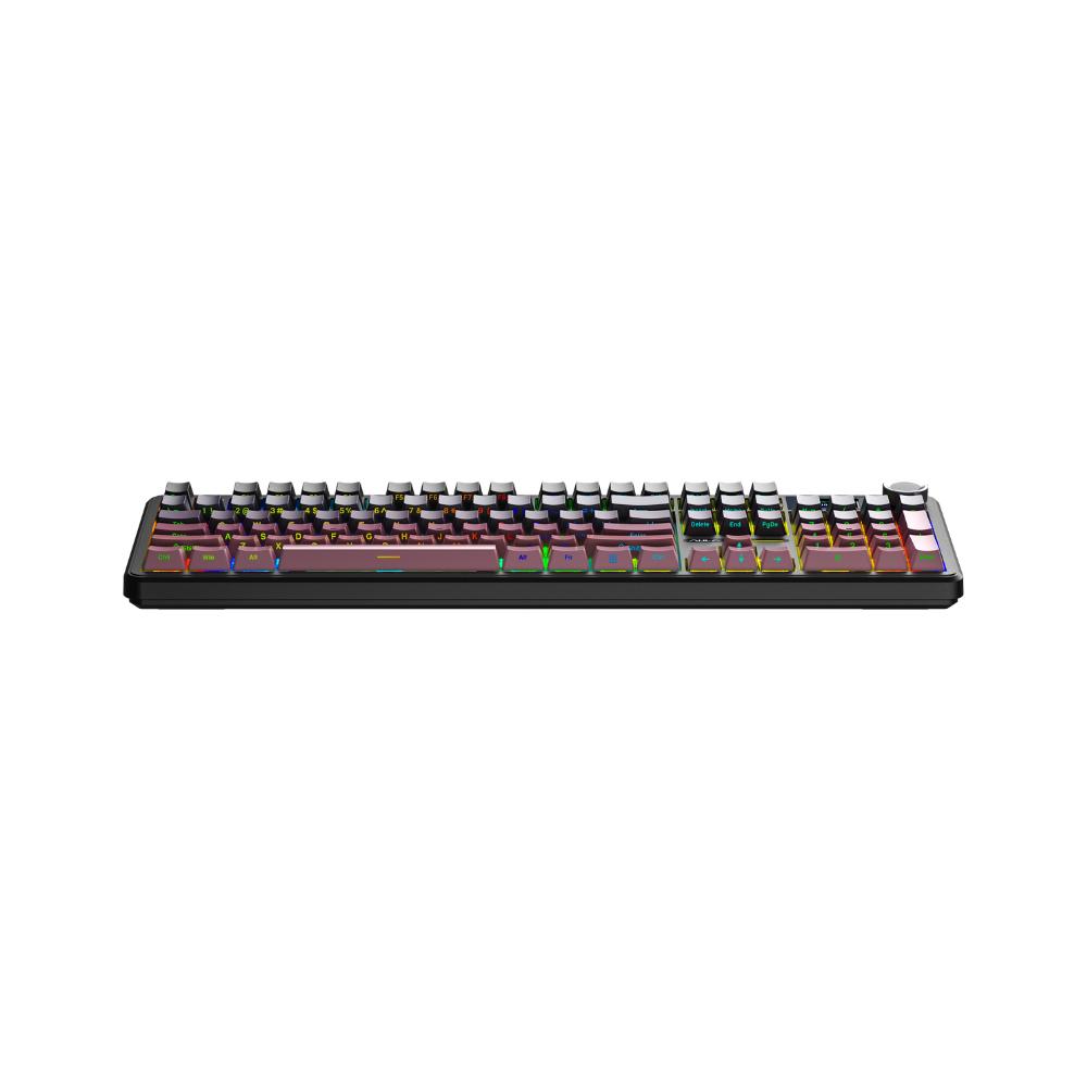  Bàn phím cơ AULA F108 Pro Black Pink Gradient Grey Wood V3 switch 
