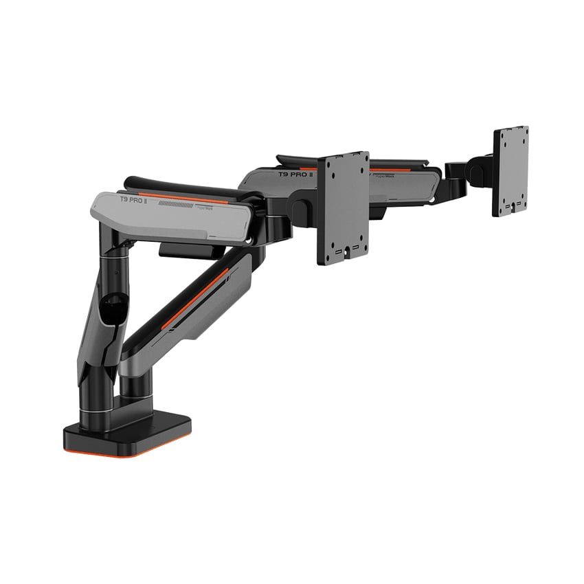  GIÁ TREO 2 MÀN HÌNH HUMAN MOTION T9 PRO II DUAL MÀU XÁM (23-43 INCH) 