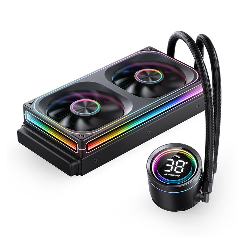  Tản nhiệt nước AIO Jonsbo TH-240 ARGB Black (LCD hiển thị nhiệt độ) 