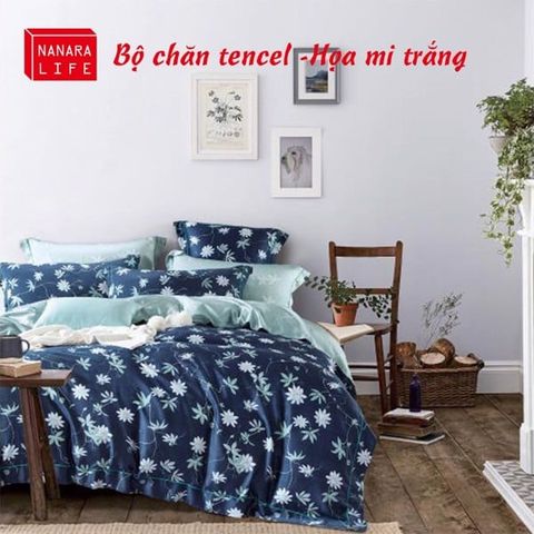 Bộ chăn ga Nanara Life Tencel - Họa Mi Trắng