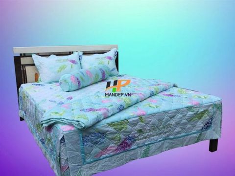 Bộ Drap Lụa Satin Chần Gòn Korea Hà Phương TLC-074