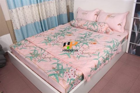  Bộ Drap Lụa Satin Chần Gòn Korea Hà Phương TLC-050 