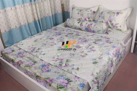  Bộ Drap Lụa Satin Chần Gòn Korea Hà Phương TLC-052 