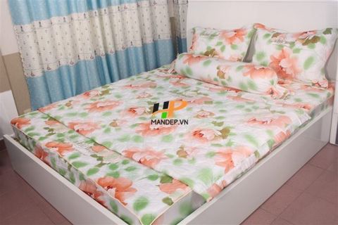 Bộ Drap Lụa Satin Chần Gòn Korea Hà Phương TLC-065