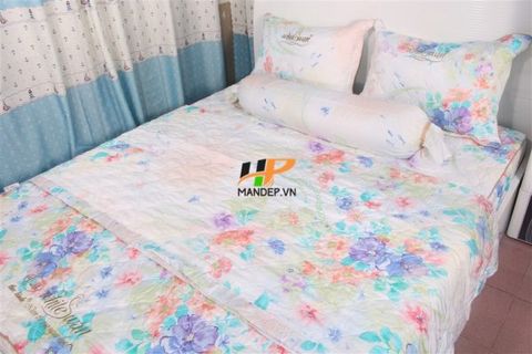 Bộ Drap Lụa Satin Chần Gòn Korea Hà Phương TLC-068