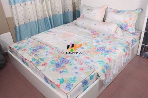 Bộ Drap Lụa Satin Chần Gòn Korea Hà Phương TLC-068