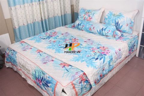 Bộ Drap Lụa Satin Chần Gòn Korea Hà Phương TLC-069