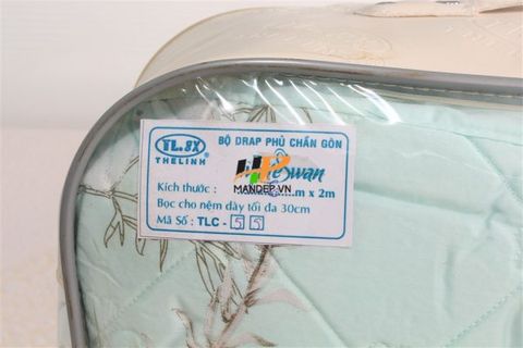 Bộ Drap Lụa Satin Chần Gòn Korea Hà Phương TLC-055